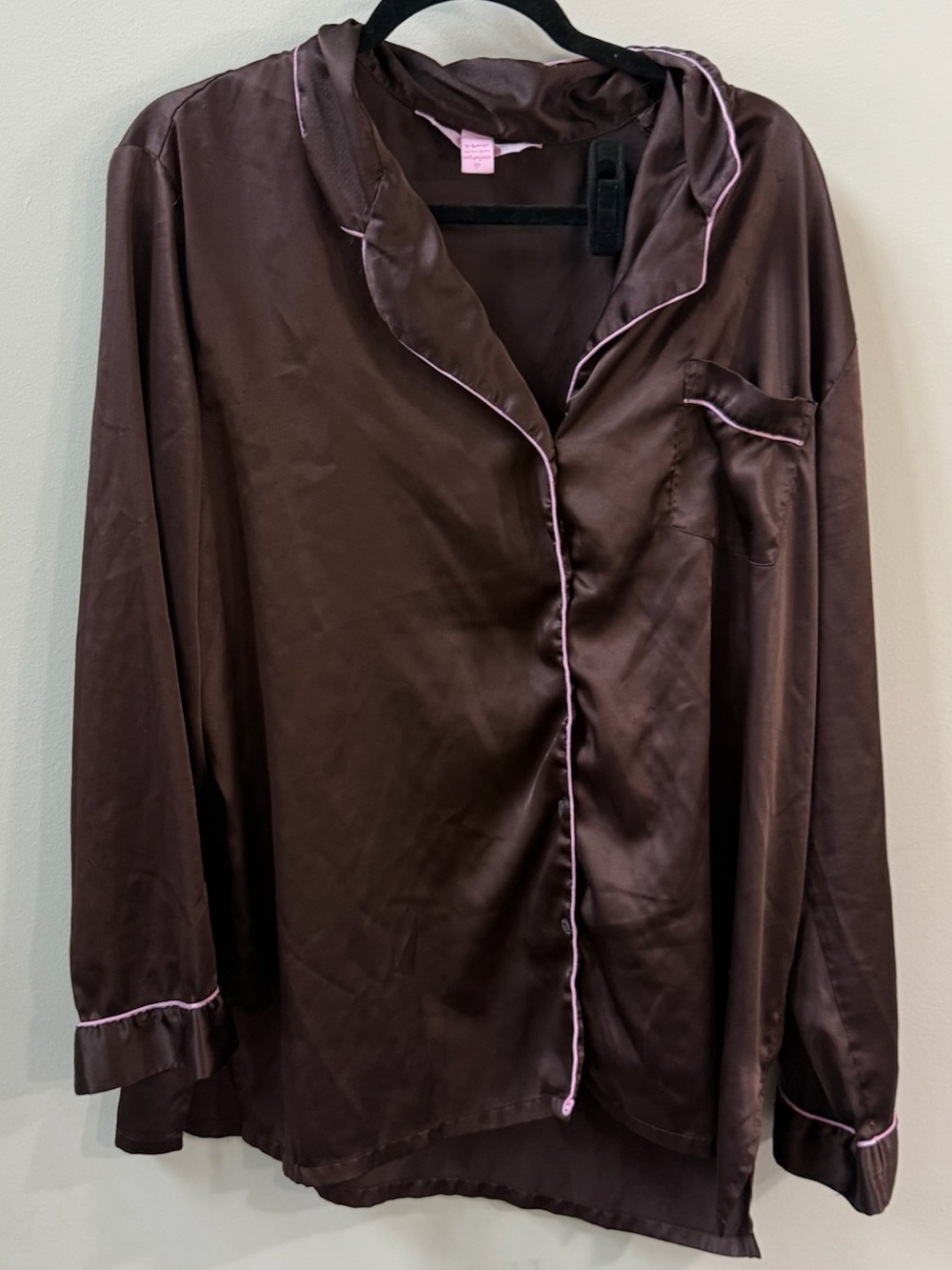 Victoria’s Secret Satin PJ Set Long Sleeve Button Up Wide Leg Drawstring Bottoms